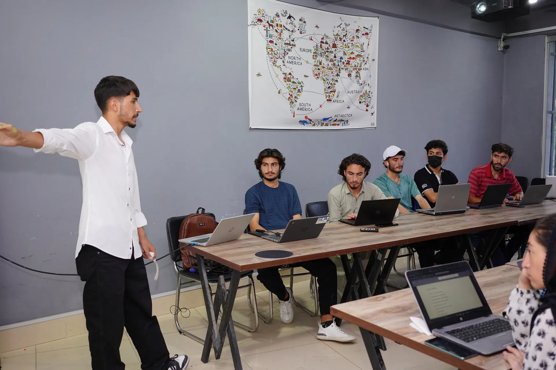 Classroom discussion during bootcamp