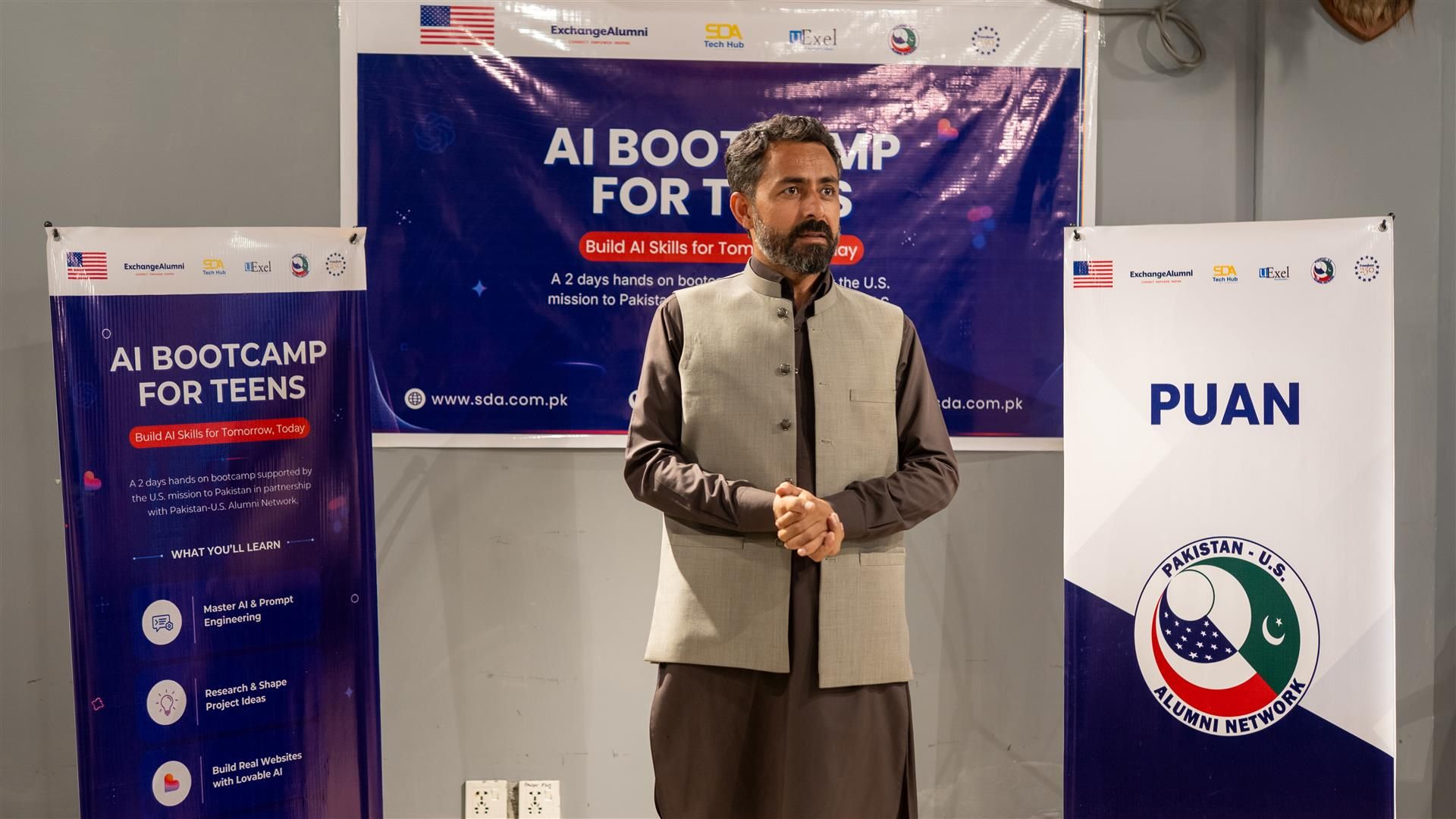 Speaker presenting with AI tools